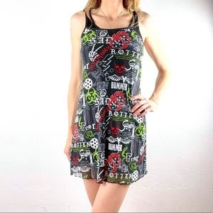 VITRIOL | 💀🏴‍☠️ Punk Goth Theme Mesh Spaghetti Strap Mini Dress